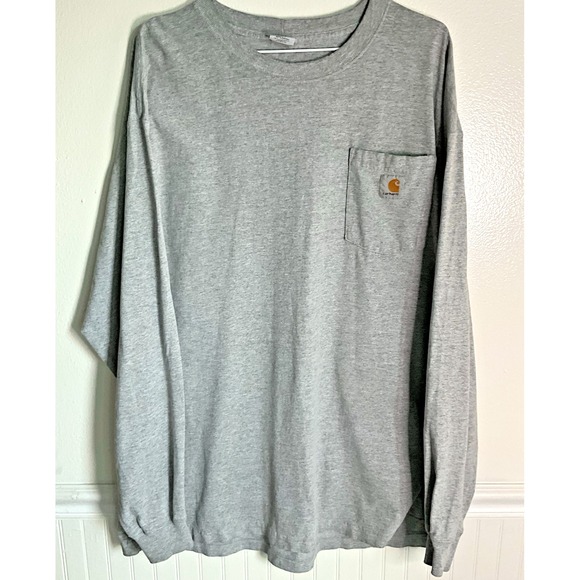 Carhartt Pocket Gray Long Sleeve T-Shirt‎ Top Workwear Original Fit Men Size XL - Picture 1 of 6